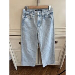 Veronica Beard Taylor Wide Leg Crop High Rise Light Rinse Jeans Cotton 28 Spring